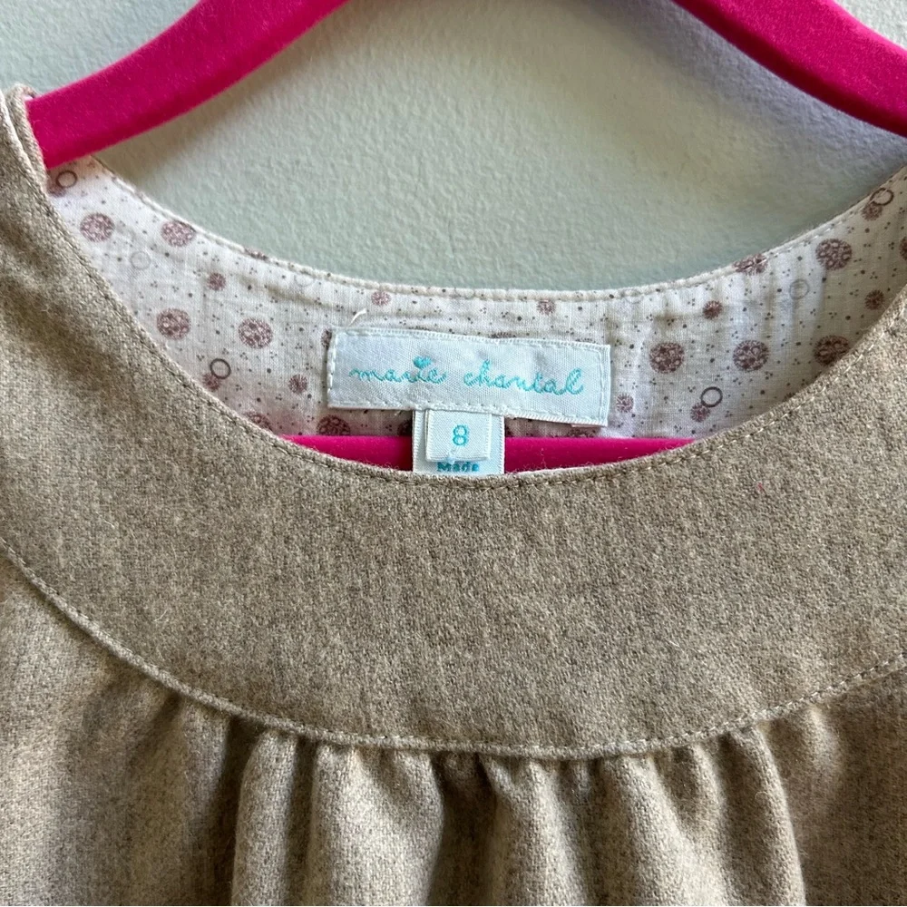Marie Chantal Sleeveless Tan Wool Jumper Dress, Size 8